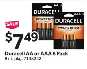 Stop&Shop Duracell AA or AAA 8 Pack offer