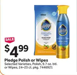 Stop&Shop Pledge Polish or Wipes offer