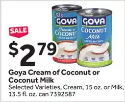 Stop&Shop Goya Cream of Coconut or Coconut Milk offer