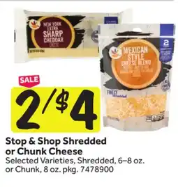 Stop&Shop Stop & Shop Shredded or Chunk Cheese offer