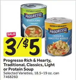 Stop&Shop Progresso Rich & Hearty, Traditional, Classics, Light or Protein Soup offer