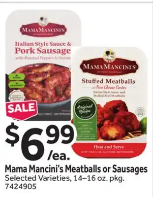 Stop&Shop Mama Mancini's Meatballs or Sausages offer