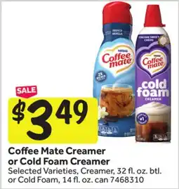 Stop&Shop Coffee Mate Creamer or Cold Foam Creamer offer