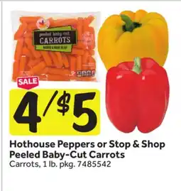 Stop&Shop Hothouse Peppers or Stop & Shop Peeled Baby-Cut Carrots offer