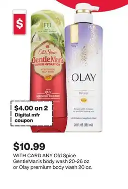 CVS ANY Old Spice GentleMan's body wash 20-26 oz or Olay premium body wash 20 oz offer