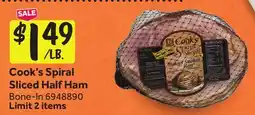 Stop&Shop Cook's Spiral Sliced Half Ham offer