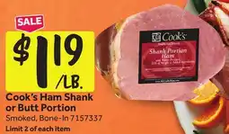 Stop&Shop Cook's Ham Shank or Butt Portion offer