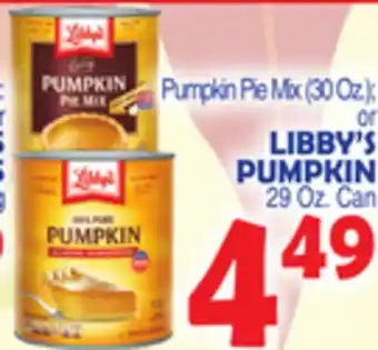 Bravo Supermarkets LIBBY'S PUMPKIN 29 Oz. Can offer