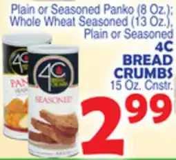 Bravo Supermarkets 4C BREAD CRUMBS, 15 Oz. Cnstr offer