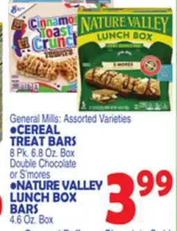 Bravo Supermarkets CEREAL TREAT BARS 8 Pk. 6.8 Oz. Box NATURE VALLEY LUNCH BOX BARS 4.6 Oz. Box offer
