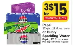 ACME Pepsi 12-pk., 12 fl. oz. cans or Bubly Sparkling Water 8-pk., 12 fl. oz. cans offer
