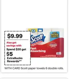 CVS Scott paper towels 6 double rolls offer