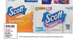 CVS Scott bath tissue 12 rolls or Comfort Plus 18 double rolls offer