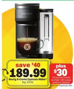 Meijer Keurig K-Crema Espresso Maker offer