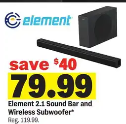 Meijer Element 2.1 Sound Bar and Wireless Subwoofer offer