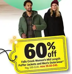 Meijer Falls Creek Women's Mid Length Puffer Jackets and Men's Outerwear offer