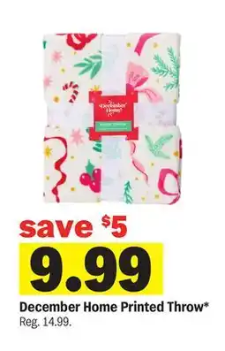 Meijer December Home Printed Throw offer