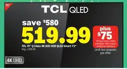 Meijer TCL 75 Q Class 4K UHD HDR QLED Smart TV offer