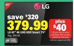 Meijer LG 65 4K UHD HDR Smart TV offer