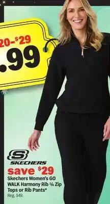 Meijer Skechers Women's GO WALK Harmony Rib ¼ Zip Tops or Rib Pants offer