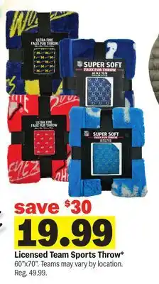 Meijer Licensed Team Sports Throw offer