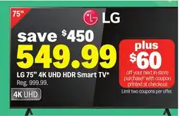 Meijer LG 75 4K UHD HDR Smart TV offer