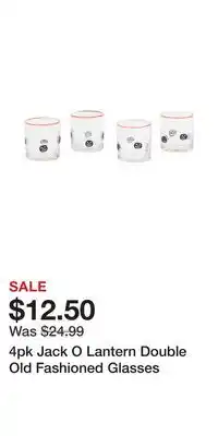 TJ Maxx 4pk Jack O Lantern Double Old Fashioned Glasses offer