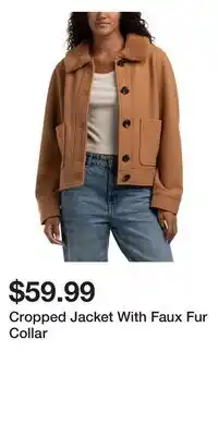 TJ Maxx Cropped Jacket With Faux Fur Collar offer