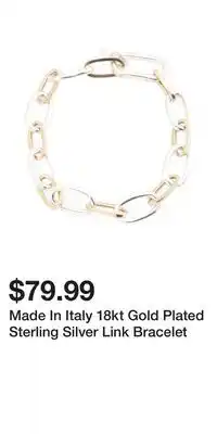 TJ Maxx Made In Italy 18kt Gold Plated Sterling Silver Link Bracelet offer