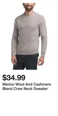 TJ Maxx Merino Wool And Cashmere Blend Crew Neck Sweater offer