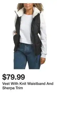 TJ Maxx Vest With Knit Waistband And Sherpa Trim offer