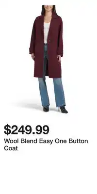 TJ Maxx Wool Blend Easy One Button Coat offer