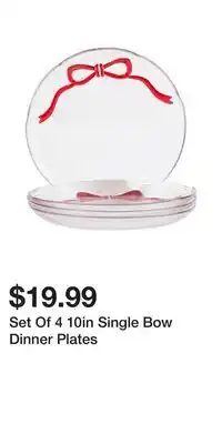 TJ Maxx Set Of 4 10in Single Bow Dinner Plates offer