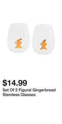 TJ Maxx Set Of 2 Figural Gingerbread Stemless Glasses offer