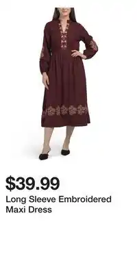 TJ Maxx Long Sleeve Embroidered Maxi Dress offer