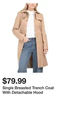 TJ Maxx Single Breasted Trench Coat With Detachable Hood offer