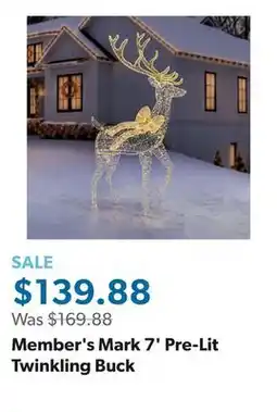 Sam's Club Member's Mark 7' Pre-Lit Twinkling Buck offer