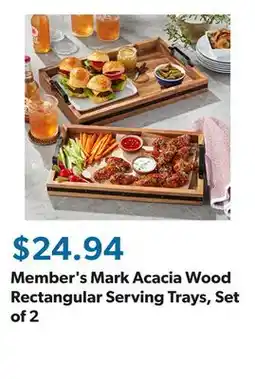 Sam's Club Member's Mark Acacia Wood Rectangular Serving Trays, Set of 2 offer