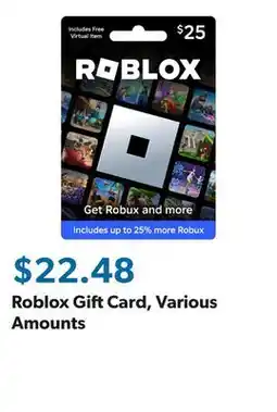 Sam's Club Roblox Gift Card, Various Amounts offer