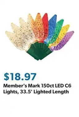 Sam's Club Member's Mark 150ct LED C6 Lights, 33.5' Lighted Length offer