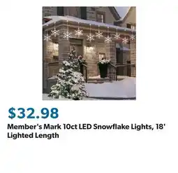 Sam's Club Member's Mark 10ct LED Snowflake Lights, 18' Lighted Length offer
