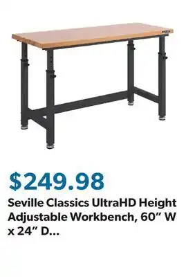 Sam's Club Seville Classics UltraHD Height Adjustable Workbench, 60 W x 24 D x 28.5-42 H offer