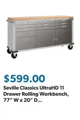Sam's Club Seville Classics UltraHD 11 Drawer Rolling Workbench, 77 W x 20 D x 37.5 H offer