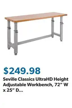 Sam's Club Seville Classics UltraHD Height Adjustable Workbench, 72 W x 25 D x 28.5- 42 H offer