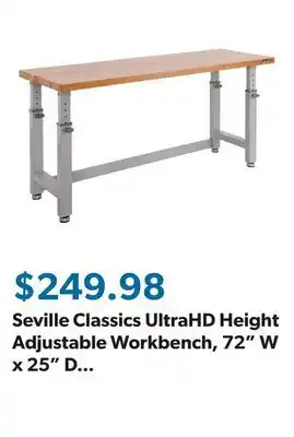 Sam's Club Seville Classics UltraHD Height Adjustable Workbench, 72 W x 25 D x 28.5- 42 H offer