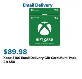 Sam's Club Xbox $100 Email Delivery Gift Card Multi-Pack, 2 x $50 offer