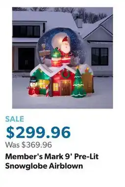 Sam's Club Member's Mark 9' Pre-Lit Snowglobe Airblown offer