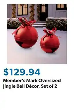 Sam's Club Member's Mark Oversized Jingle Bell Décor, Set of 2 offer
