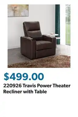 Sam's Club 220926 Travis Power Theater Recliner with Table offer