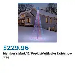 Sam's Club Member's Mark 12' Pre-Lit Multicolor Lightshow Tree offer